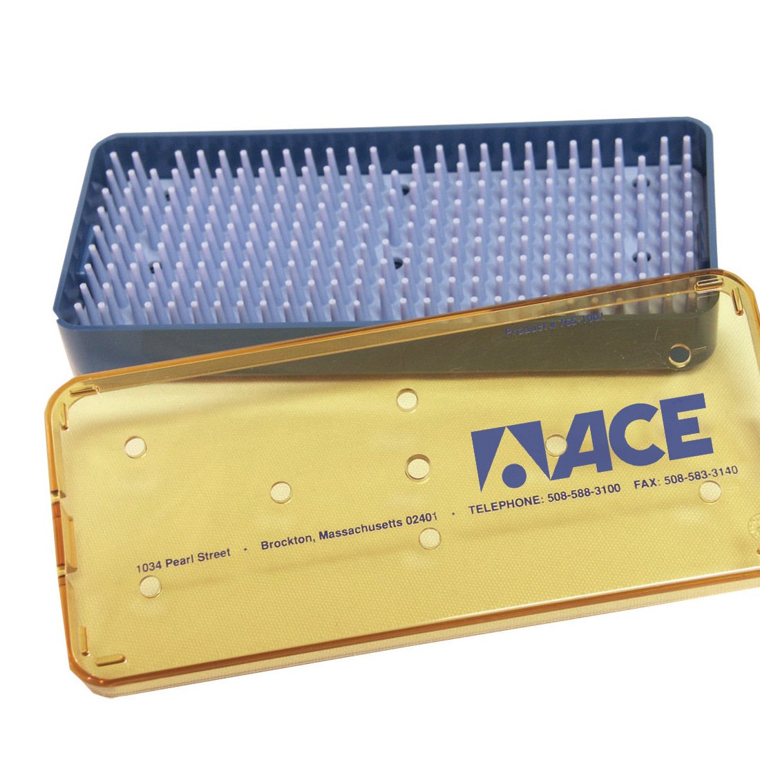 Instrument Tray with finger mat, autoclavable polymer plastic, 6" x 2-1/2" x 3/4"